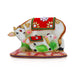 Kamdhenu Cow With Calf Idol With Base - 3 x 4.25 Inches | Resin Statue/ Decorated Cow And Calf Statue for Home - Table Stand Accessories