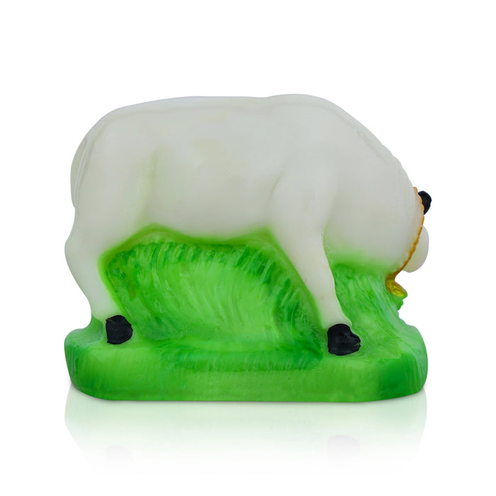 Kamdhenu Cow With Calf Idol With Base - 2 x 2.5 Inches | Resin Statue/ Cow And Calf Statue for Home Decor - Table Stand Accessories
