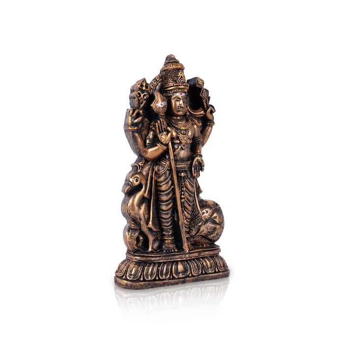 Murugan Statue With Peacock-7.5 x 4 Inches | Resin Murugan Murti/Copper Polish Standing Murugan Silai for Pooja - Fibre Murties