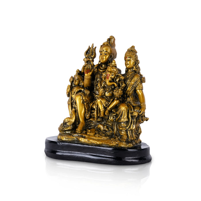 Shiv Family Murti With Base - 6 x 5.5 Inches | Resin Statue/ Antique Polish Shiva Family Statue for Worship - Fibre Murties