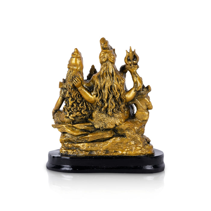 Shiv Family Murti With Base - 6 x 5.5 Inches | Resin Statue/ Antique Polish Shiva Family Statue for Worship - Fibre Murties