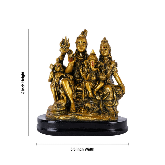 Shiv Family Murti With Base - 6 x 5.5 Inches | Resin Statue/ Antique Polish Shiva Family Statue for Worship - Fibre Murties