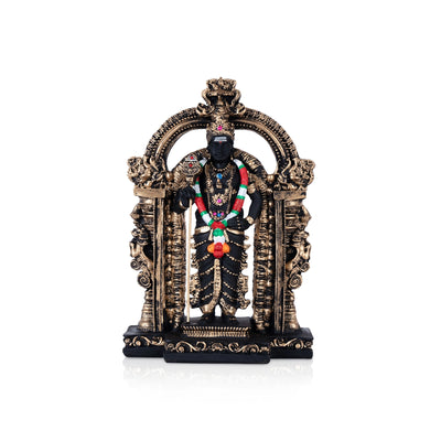 Murugan Statue With Arch- 8.75 x 5.75 Inches | Resin Kartikeya Statue/Black&Copper Polish Murugan Idol for Home