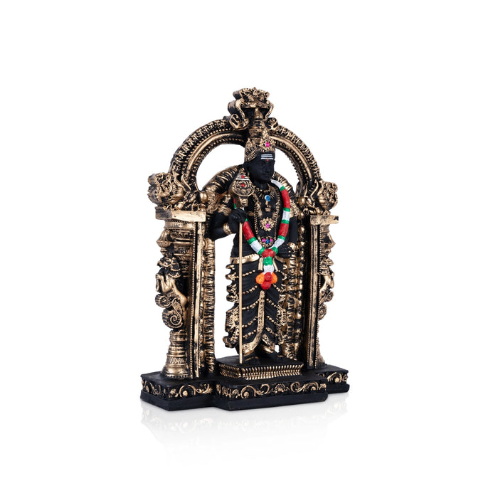 Murugan Statue With Arch- 8.75 x 5.75 Inches | Resin Kartikeya Statue/Black&Copper Polish Murugan Idol for Home - Fibre Murties