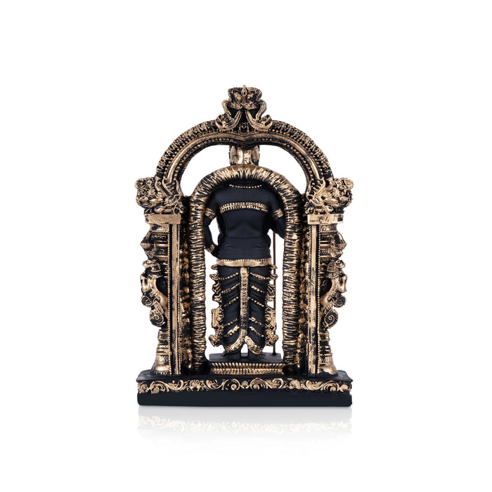 Murugan Statue With Arch- 8.75 x 5.75 Inches | Resin Kartikeya Statue/Black&Copper Polish Murugan Idol for Home - Fibre Murties
