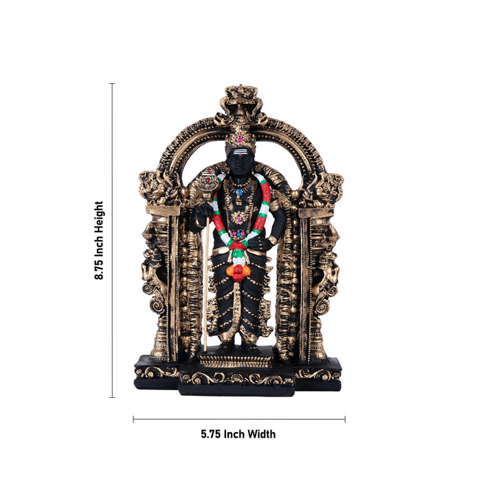 Murugan Statue With Arch- 8.75 x 5.75 Inches | Resin Kartikeya Statue/Black&Copper Polish Murugan Idol for Home - Fibre Murties