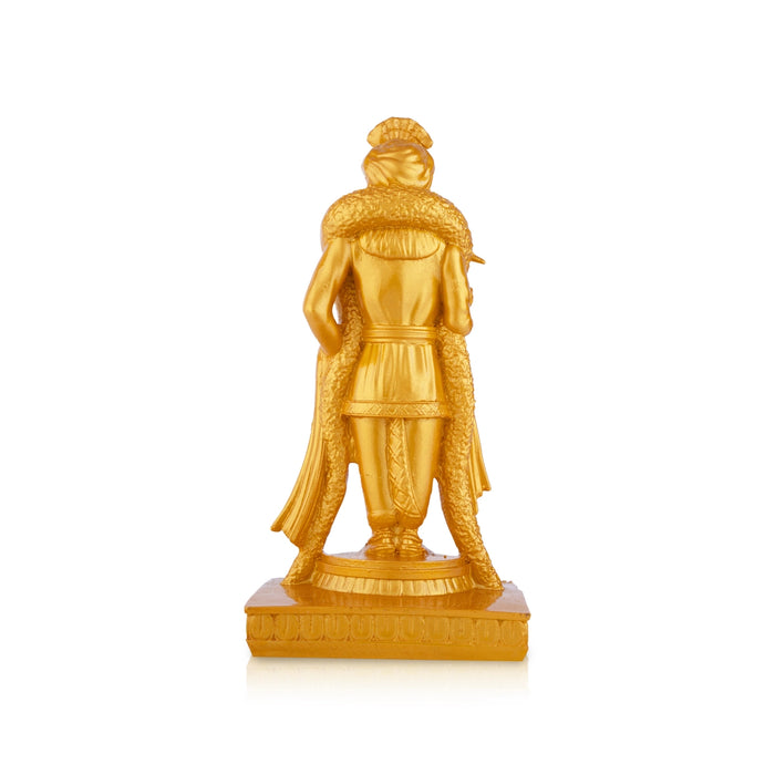 Raja Alankara Murugan Statue Standing On Base - 7 x 3.5 Inches | Resin & Gold Polish Kartikeya Statue for Pooja - Fibre Murties