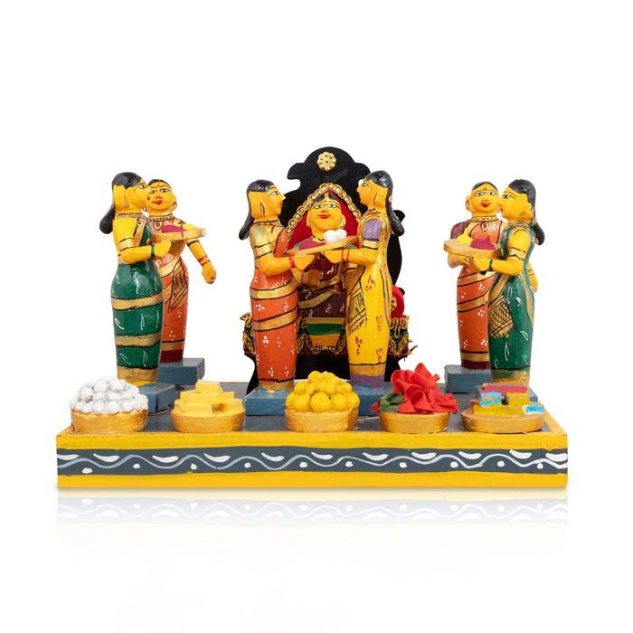 Seemantham Kondapalli Bommalu- 7 X 9.5 Inches | Wood Sculpture/Golu Doll/Kolu Bommai For Navaratri Golu Display - Kondapalli Wooden Toys