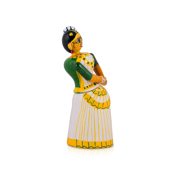 Dance Pose Lady Kondapalli Bommalu - 6 x 2 Inches | Wooden Golu Doll/Kolu Bommai For Navaratri Golu Display