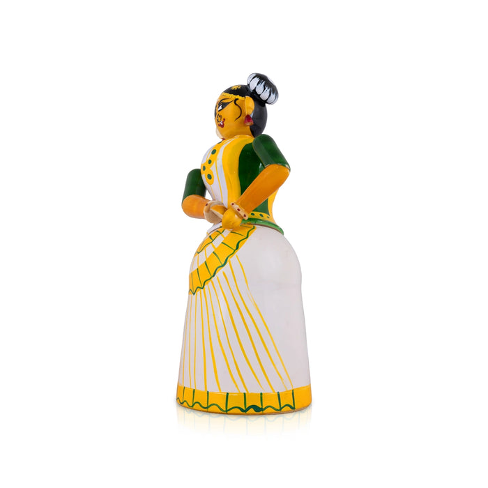 Dance Pose Lady Kondapalli Bommalu - 6 x 2 Inches | Wooden Golu Doll/Kolu Bommai For Navaratri Golu Display