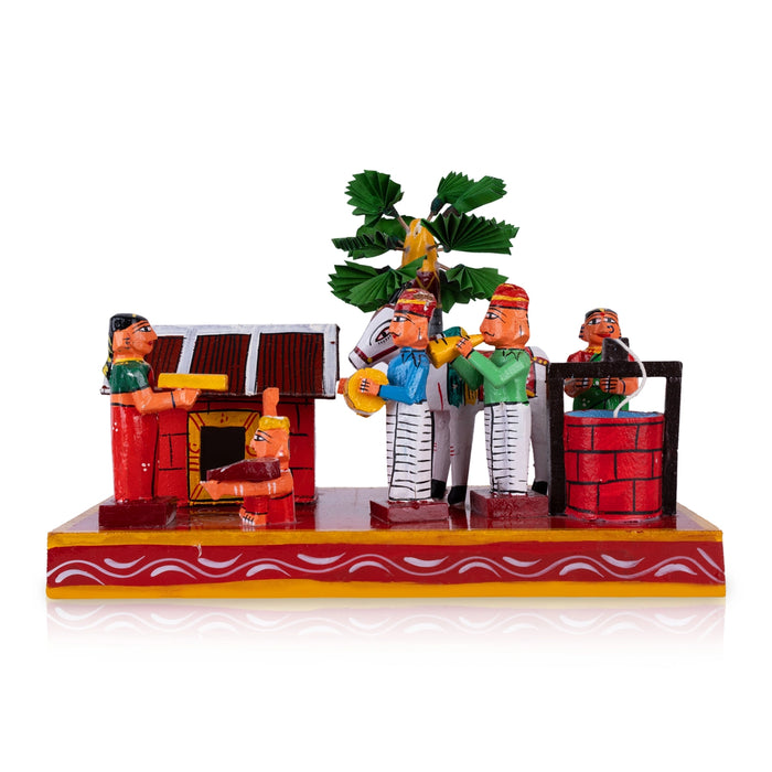 Village House Kondapalli Toy x Inches Wooden Statue/ Handmade Showpiece for Home Decor