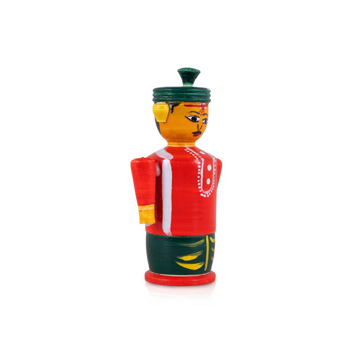 Bride and Groom Doll - 4.25 x 2.5 Inches | Kondapalli Wooden Idol / Elegant Statue for Wedding & Gifting