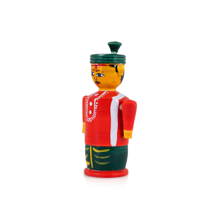 Bride and Groom Doll - 4.25 x 2.5 Inches | Kondapalli Wooden Idol / Elegant Statue for Wedding & Gifting