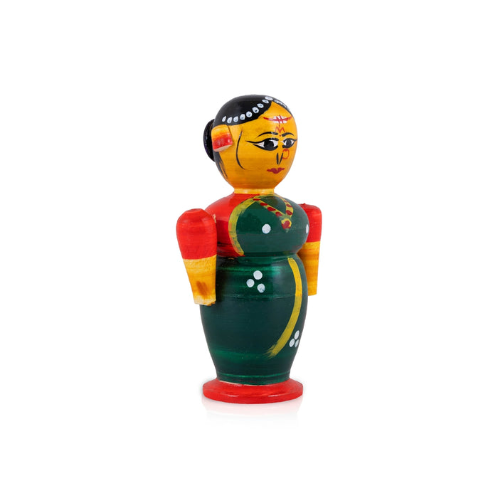 Bride and Groom Doll - 4.25 x 2.5 Inches | Kondapalli Wooden Idol / Elegant Statue for Wedding & Gifting