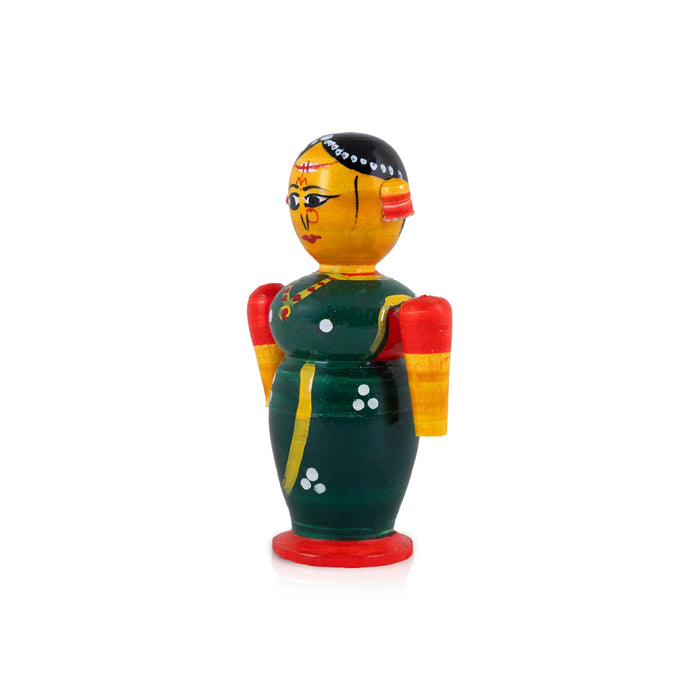 Bride and Groom Doll - 4.25 x 2.5 Inches | Kondapalli Wooden Idol / Elegant Statue for Wedding & Gifting