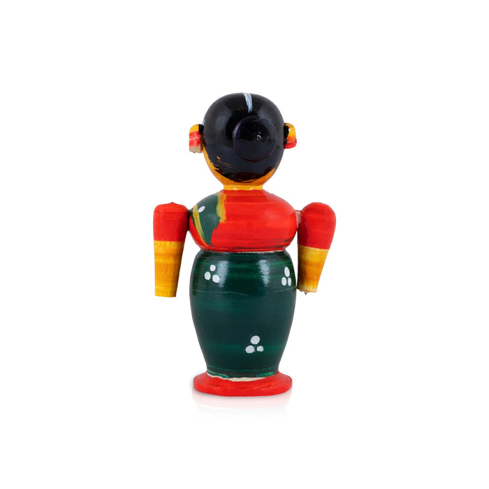 Bride and Groom Doll - 4.25 x 2.5 Inches | Kondapalli Wooden Idol / Elegant Statue for Wedding & Gifting