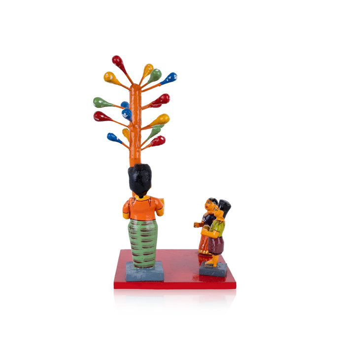 Balloon Seller Kondapalli Toy - 10 x 5.25 Inches | Wooden Statue/ Handmade Showpiece for Home Decor - Kondapalli Wooden Toys
