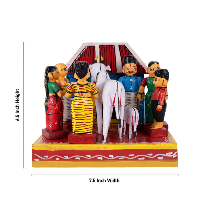 House Warming Kondapalli Toy - 6.5 x 7.5 Inches | Wooden Statue/ Handmade Showpiece for Home Decor - Kondapalli Wooden Toys