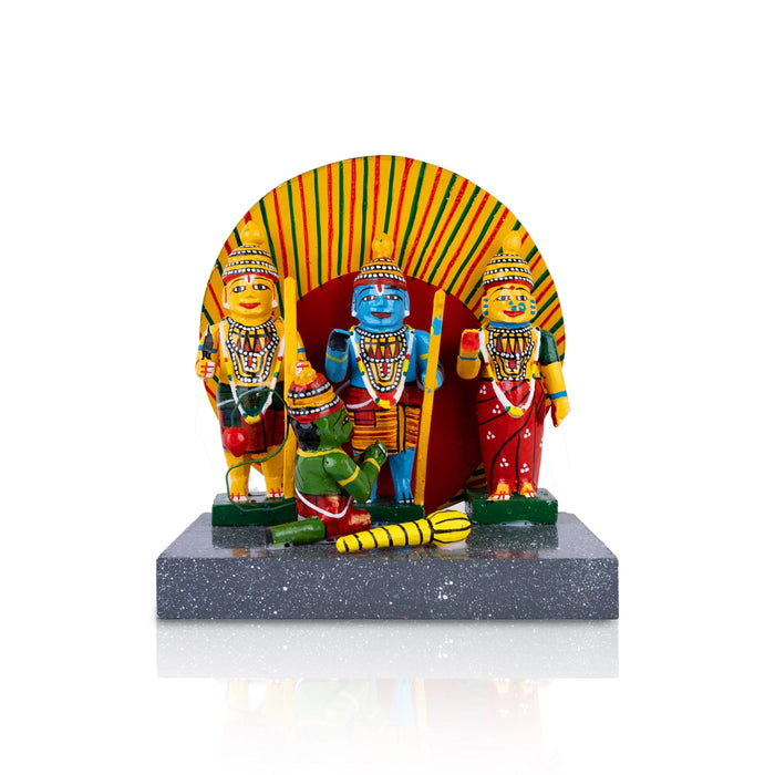 Ram Darbar Kondapalli Toy - 7.75 x 7 Inches | Wooden Statue/ Rama Handmade Showpiece for Home Decor - Kondapalli Wooden Toys