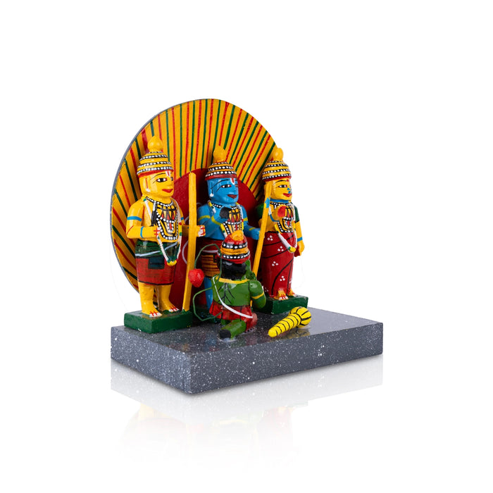 Ram Darbar Kondapalli Toy - 7.75 x 7 Inches | Wooden Statue/ Rama Handmade Showpiece for Home Decor - Kondapalli Wooden Toys