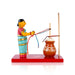 Lady Making Butter Kondapalli Toy - 6.5 x 7 Inches | Wooden Statue/ Handmade Showpiece for Home Decor - Kondapalli Wooden Toys