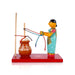 Lady Making Butter Kondapalli Toy - 6.5 x 7 Inches | Wooden Statue/ Handmade Showpiece for Home Decor - Kondapalli Wooden Toys
