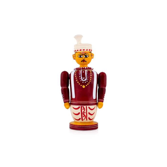 Kondapalli Wedding Couple Statue - 6 x 2.5 Inches | Wooden Statue / Decorative Idol for Cultural & Festive Decor
