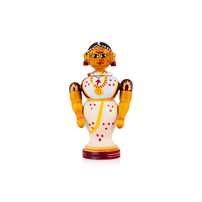 Kondapalli Wedding Couple Statue - 6 x 2.5 Inches | Wooden Statue / Decorative Idol for Cultural & Festive Decor