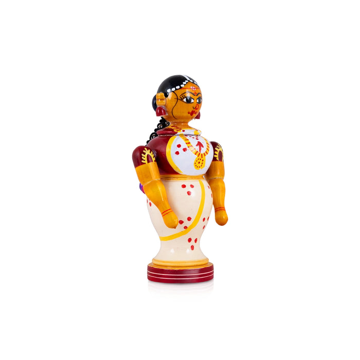 Kondapalli Wedding Couple Statue - 6 x 2.5 Inches | Wooden Statue / Decorative Idol for Cultural & Festive Decor