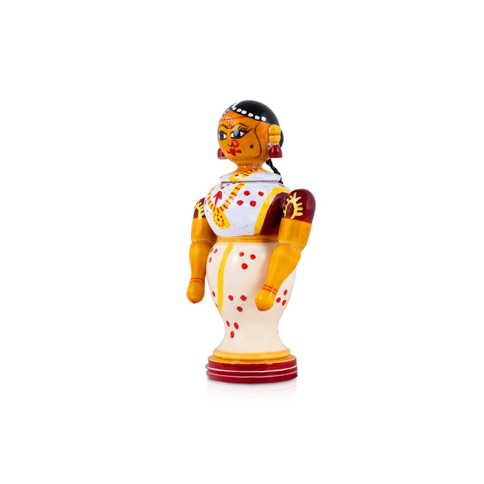 Kondapalli Wedding Couple Statue - 6 x 2.5 Inches | Wooden Statue / Decorative Idol for Cultural & Festive Decor