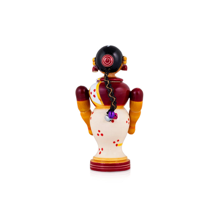 Kondapalli Wedding Couple Statue - 6 x 2.5 Inches | Wooden Statue / Decorative Idol for Cultural & Festive Decor