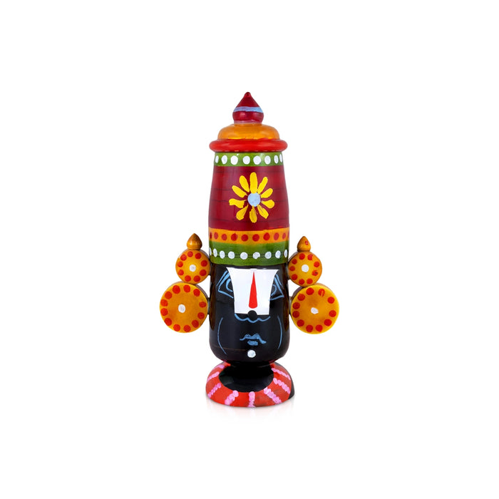 Balaji Face Idol - 7 x 4 Inches | Hand-Painted Perumal Statue/ Venkateswara Decorative Showpiece for Home Decor