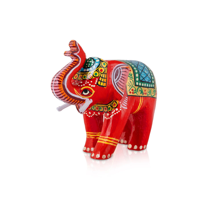 Elephant Statue - 4.5 x 5.5 Inches | Metal Trunk Up Elephant Sculpture/ Painted Elephant Idol for Home Decor