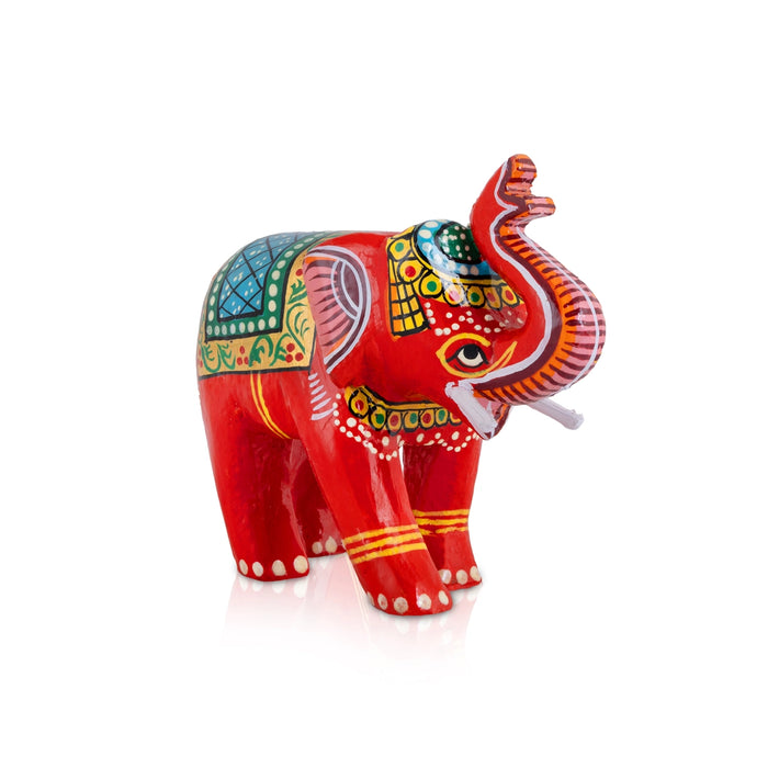 Elephant Statue - 4.5 x 5.5 Inches | Metal Trunk Up Elephant Sculpture/ Painted Elephant Idol for Home Decor
