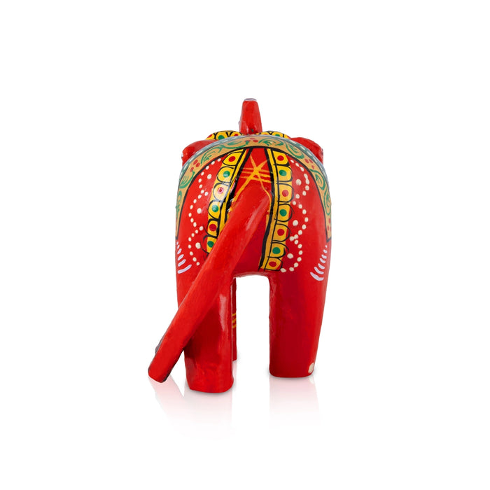 Elephant Statue - 4.5 x 5.5 Inches | Metal Trunk Up Elephant Sculpture/ Painted Elephant Idol for Home Decor