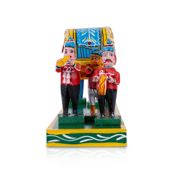 Marriage Palki Kondapalli Toy - 7.25 x 12.75 Inches | Wooden Statue/ Handmade Showpiece Pallakki for Home Decor - Kondapalli Wooden Toys