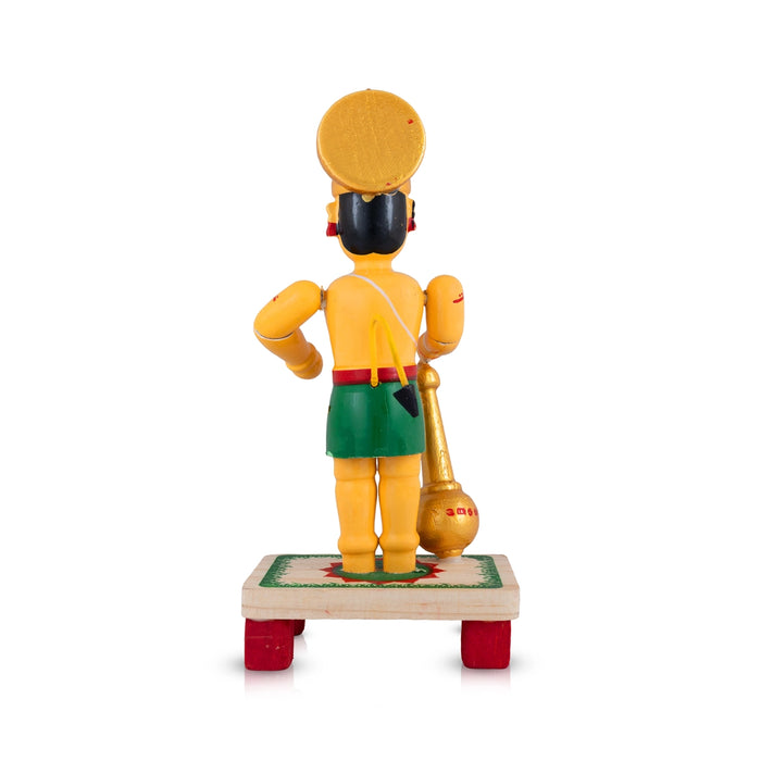 Hanuman Standing on Base Murti - 8.5 x 4 Inches | Kondapalli Wooden Idol/ Anjaneyar Statue for Home decor