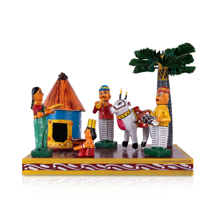 Village House Kondapalli Toy - 8 x 10 Inches | Wooden Statue/ Handmade Showpiece for Home Decor - Kondapalli Wooden Toys