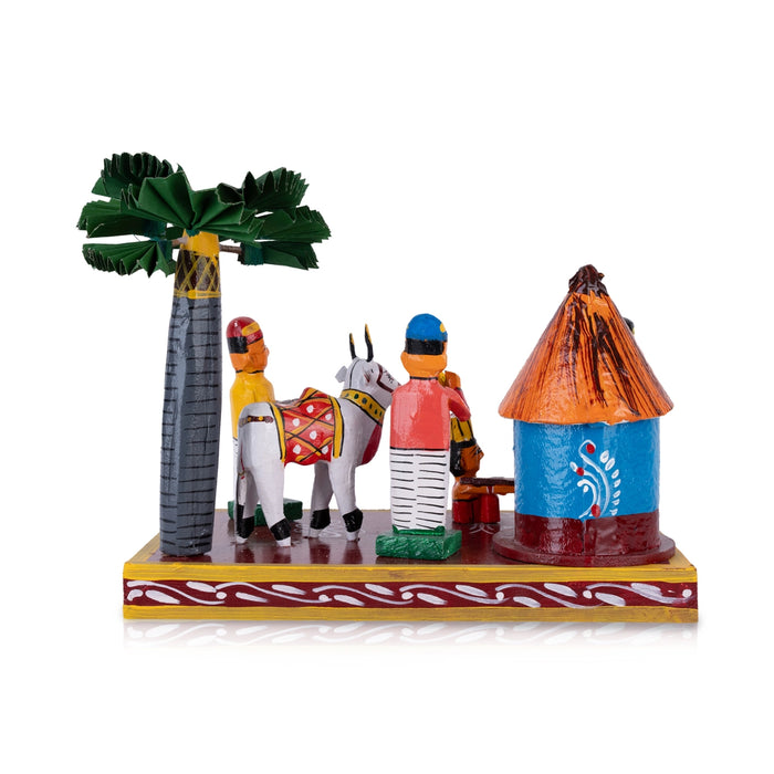 Village House Kondapalli Toy - 8 x 10 Inches | Wooden Statue/ Handmade Showpiece for Home Decor - Kondapalli Wooden Toys