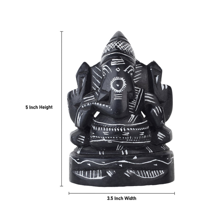 Ganesh Murti - 5 Inches | Soft Stone Ganapati Murti/ Ganapati Idol/ Vinayagar Statue for Pooja