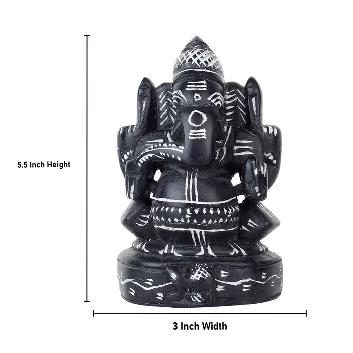 Ganesh Murti - 5.5 Inches | Soft Stone Ganapati Murti/ Ganapati Idol/ Vinayagar Statue for Pooja