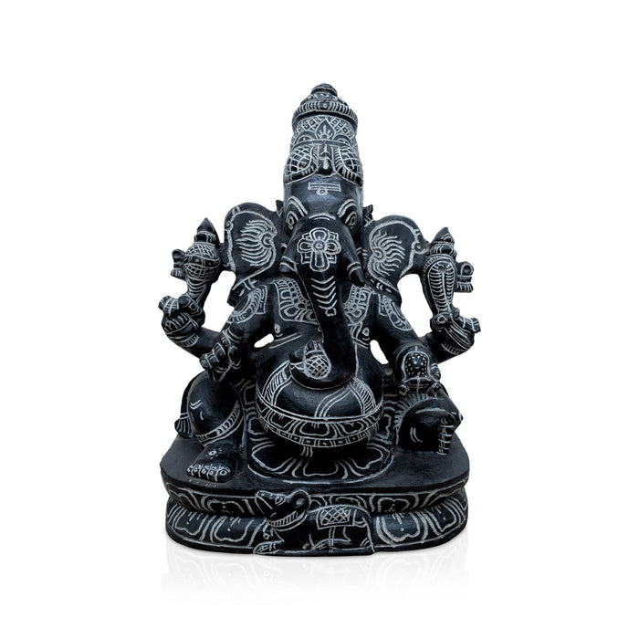 Ganesha Murti - 28 x 18 Inches | Black Stone Idol / Ganapathi Statue/ Vinayagar Sculpture Decor for Home & Pooja - Stone Murties