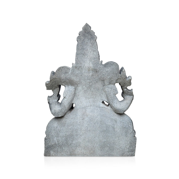 Ganesha Murti - 28 x 18 Inches | Black Stone Idol / Ganapathi Statue/ Vinayagar Sculpture Decor for Home & Pooja - Stone Murties