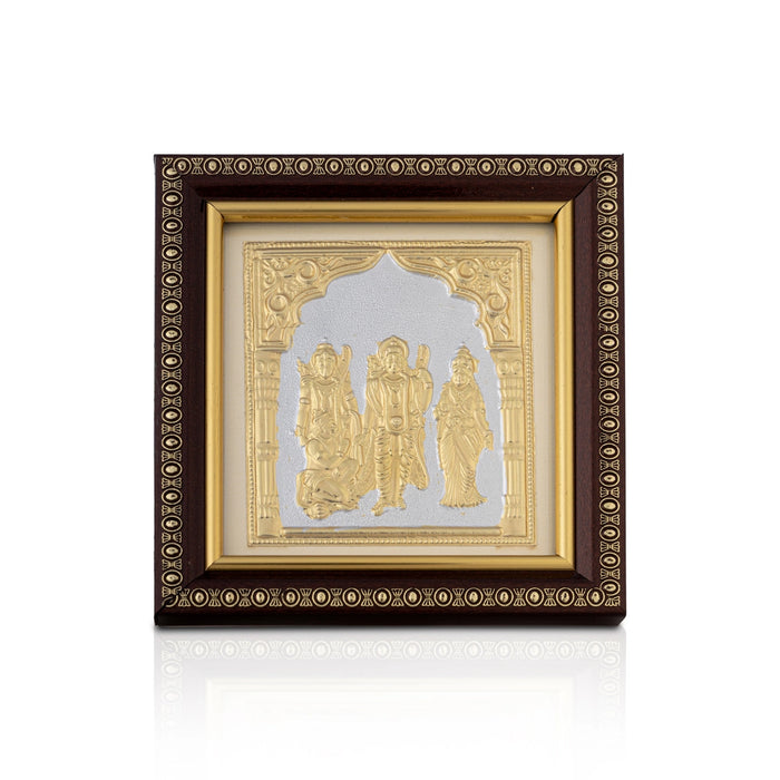 Ram Darbar Photo Frame Stand - 5 x 5 Inches | Gold Foil Ram Parivar Photo Frame/ Ram Darbar Picture Frame