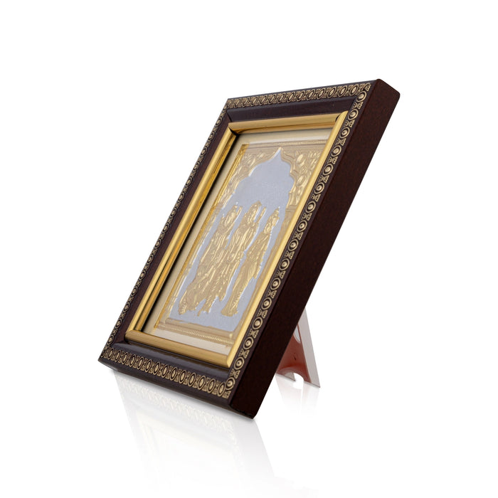 Ram Darbar Photo Frame Stand - 5 x 5 Inches | Gold Foil Ram Parivar Photo Frame/ Ram Darbar Picture Frame
