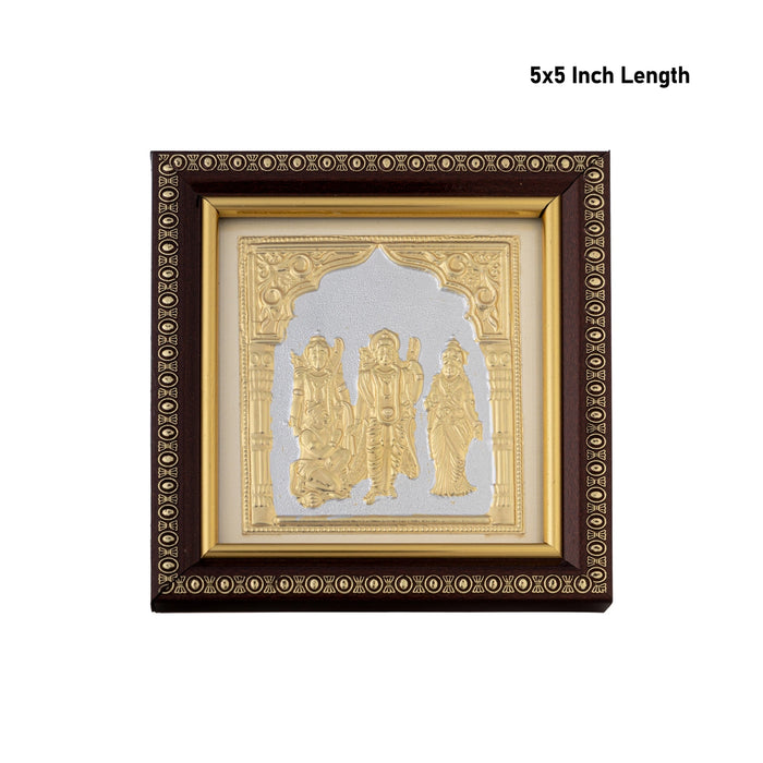 Ram Darbar Photo Frame Stand - 5 x 5 Inches | Gold Foil Ram Parivar Photo Frame/ Ram Darbar Picture Frame