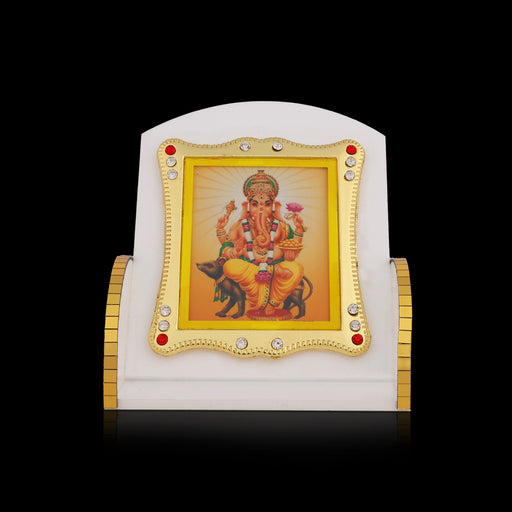 Ganesha Acrylic Photo Frame - 2 x 2 Inches | Photo Acrylic Frame/ Acrylic Photo Stand for Car Decor - Resin / Fiber / Marble Dust Murties