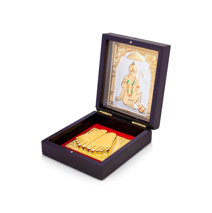 Puja Box with Padham - 1.5 x 3.75 Inches | Hanuman Paduka Box/ Decorative Pooja Box with Divine Footprints