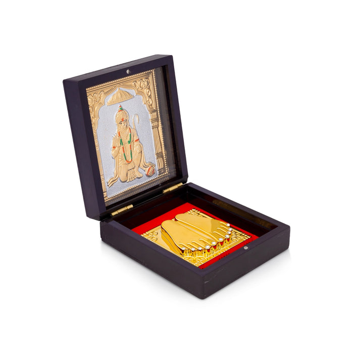 Puja Box with Padham - 1.5 x 3.75 Inches | Hanuman Paduka Box/ Decorative Pooja Box with Divine Footprints
