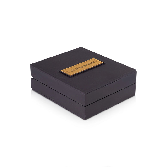 Murugan Murti With Padham Pooja Box - 1.5 x 3.75 Inches | Charan Paduka Box/ Puja Box for Home